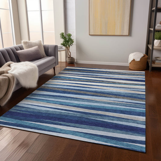 Addison Rugs Chantille ACN997NA 8 x 10 (ft) Polyester Navy Rectangular Indoor/Outdoor Geometric Pet Friendly Area rug