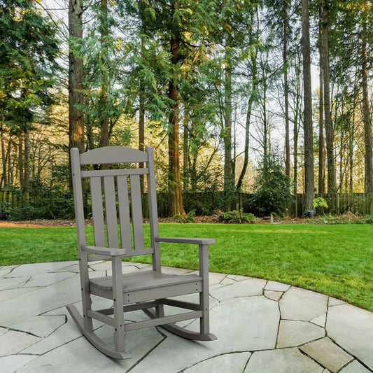 Hanover All Weather Gray HDPE Frame Rocking Chair with Slat Seat