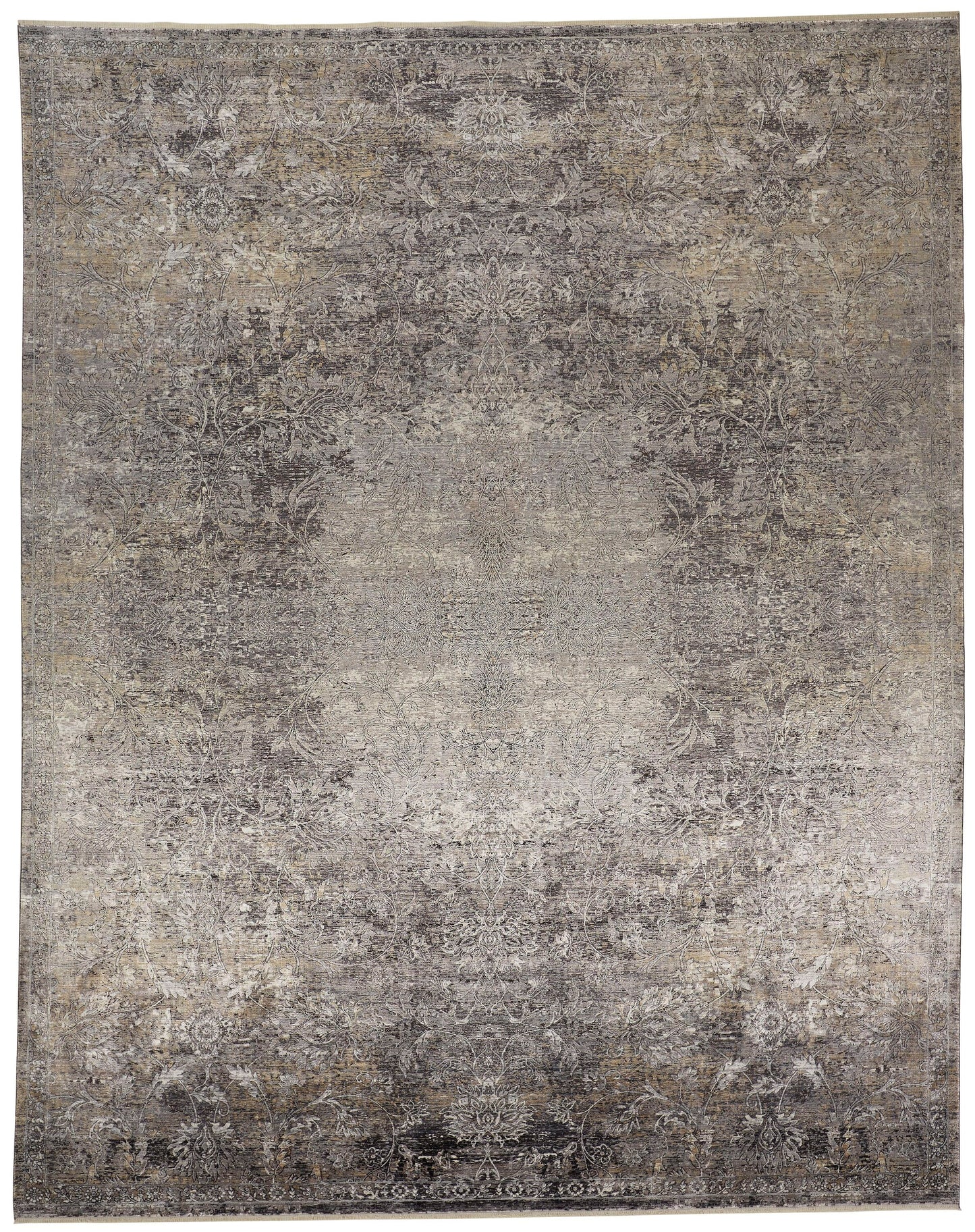 Room Envy Melmas 3 x 10 (ft) Loomed Wool Stone Gray/Pewter Gray Rectangular Indoor Paisley Vintage Professionally Clean Only Runner rug