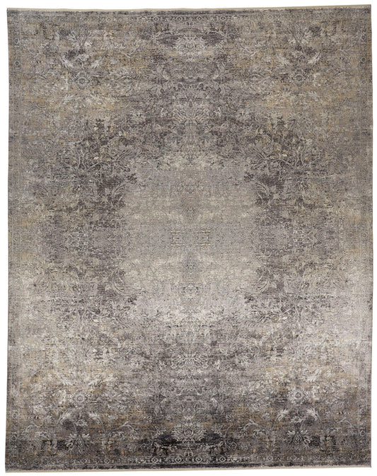 Room Envy Melmas 3 x 10 (ft) Loomed Wool Stone Gray/Pewter Gray Rectangular Indoor Paisley Vintage Professionally Clean Only Runner rug
