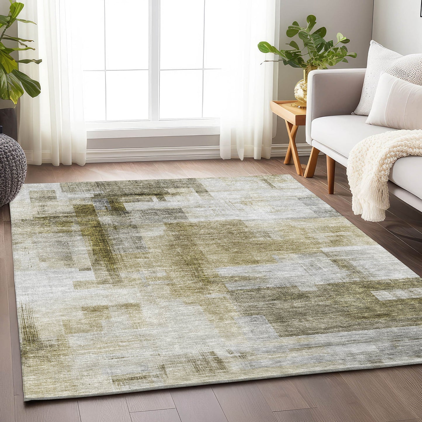 Addison Rugs Chantille ACN1067TP 9 x 12 (ft) Taupe Rectangular Indoor/Outdoor Geometric Machine washable Pet Friendly Area rug
