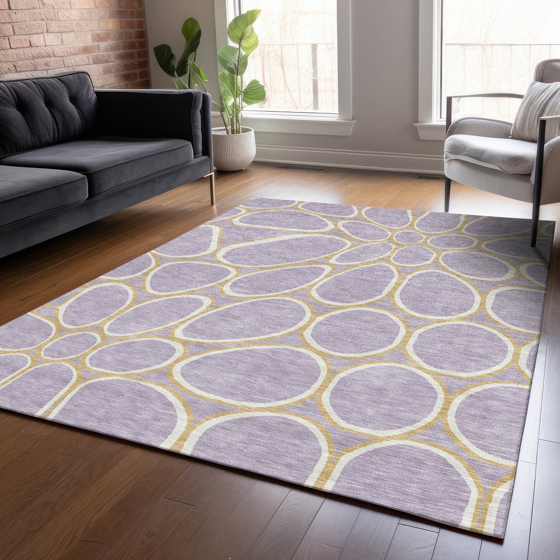 Addison Rugs Chantille ACN1041LV 9 x 12 (ft) Lavender Rectangular Indoor/Outdoor Geometric Machine washable Pet Friendly Area rug