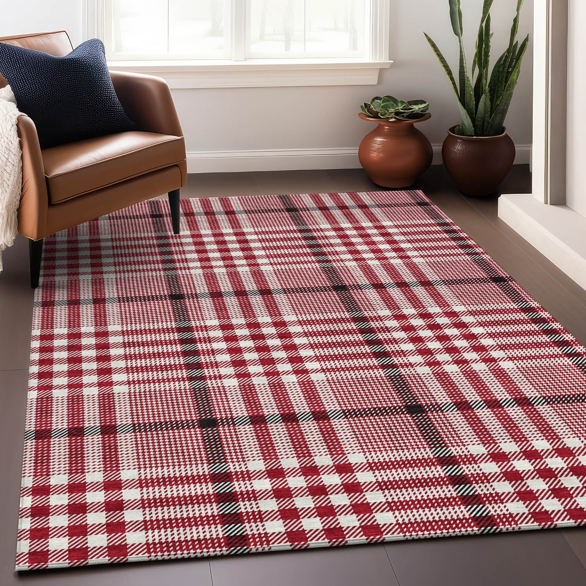 Addison Rugs Chantille ACN1054RD 9 x 12 (ft) Red Rectangular Indoor/Outdoor Geometric Machine washable Pet Friendly Area rug