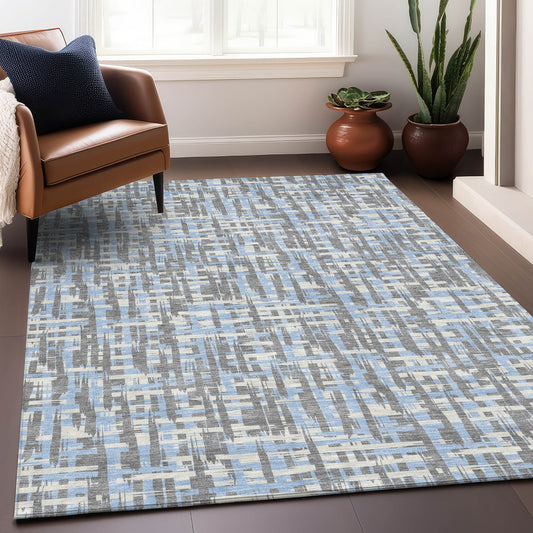 Addison Rugs Chantille ACN1060SV 10 x 14 (ft) Silver Rectangular Indoor/Outdoor Geometric Machine washable Pet Friendly Area rug