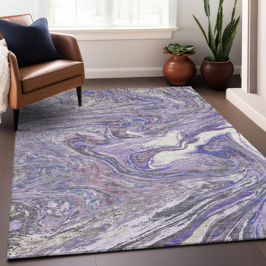 Addison Rugs Chantille ACN1061LV 10 x 14 (ft) Lavender Rectangular Indoor/Outdoor Geometric Machine washable Pet Friendly Area rug