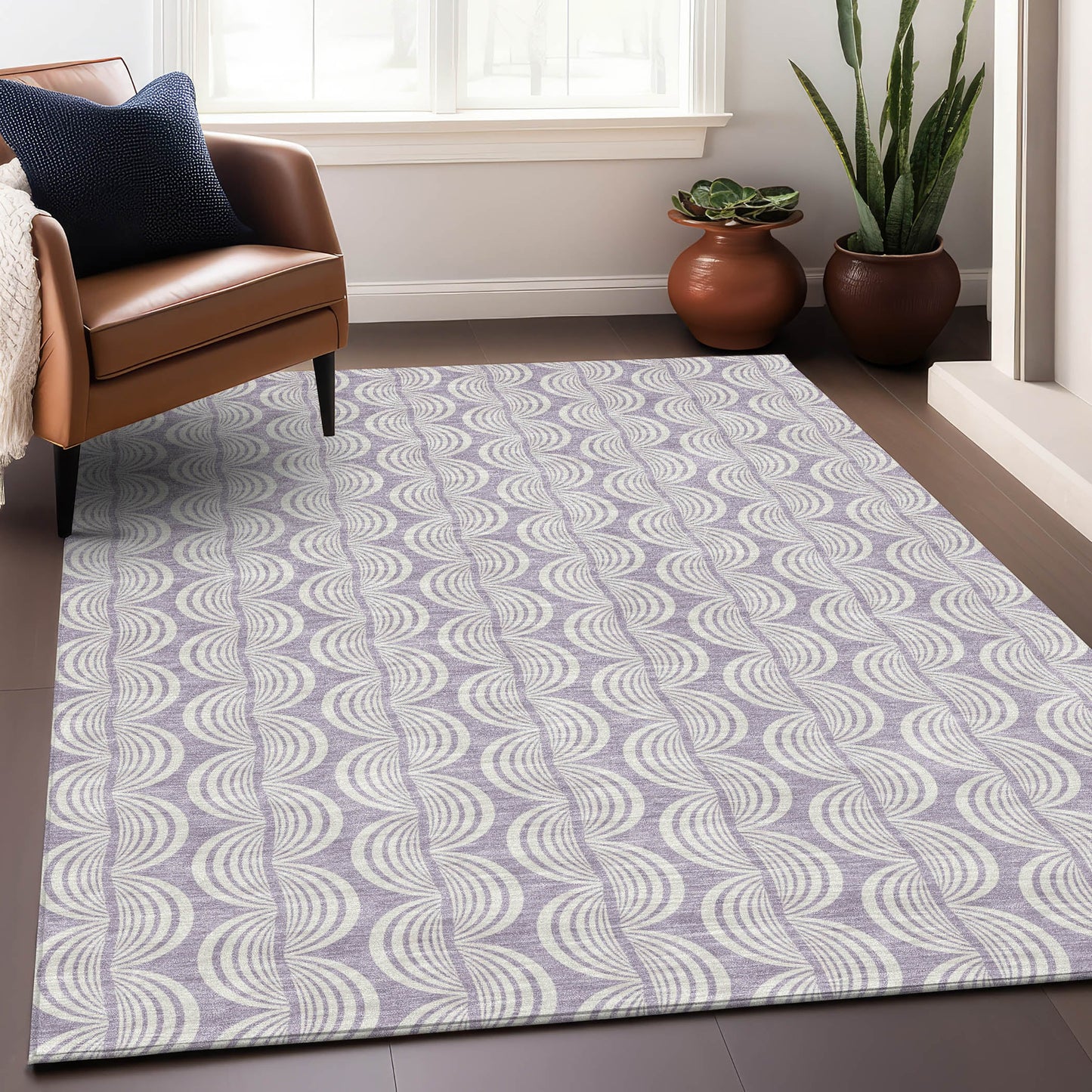 Addison Rugs Chantille ACN1056LV 9 x 12 (ft) Lavender Rectangular Indoor/Outdoor Geometric Machine washable Pet Friendly Area rug