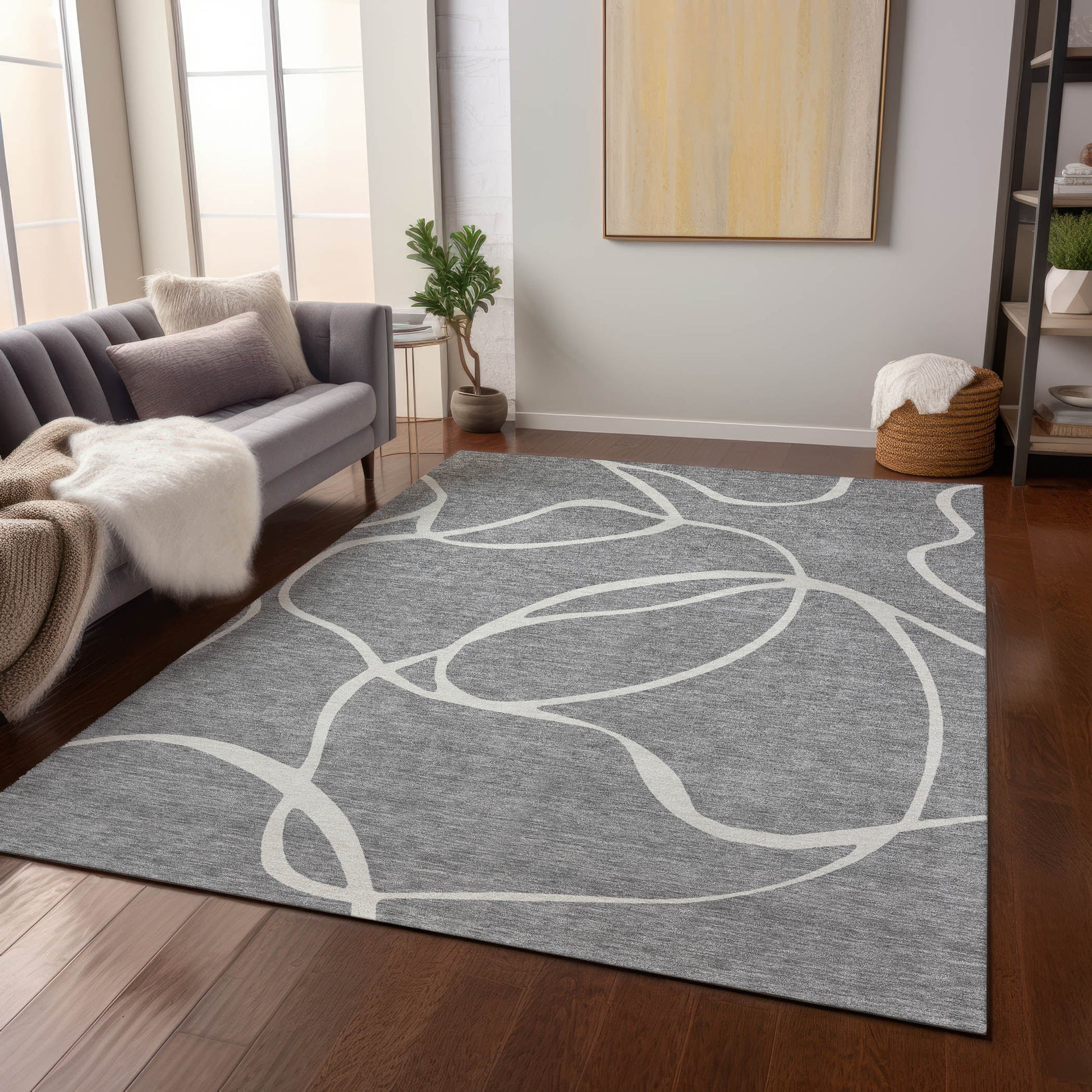 Addison Rugs Chantille ACN999GY 10 x 14 (ft) Polyester Gray Rectangular Indoor/Outdoor Geometric Pet Friendly Area rug