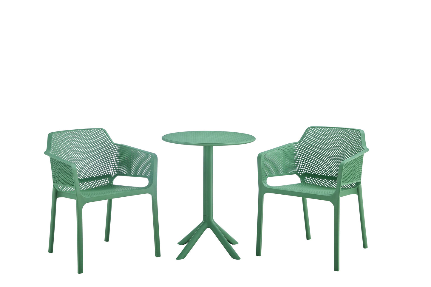 AAZJ Patio Chairs Set of 2 Green Plastic Frame Stationary Dining Chair with Solid Seat