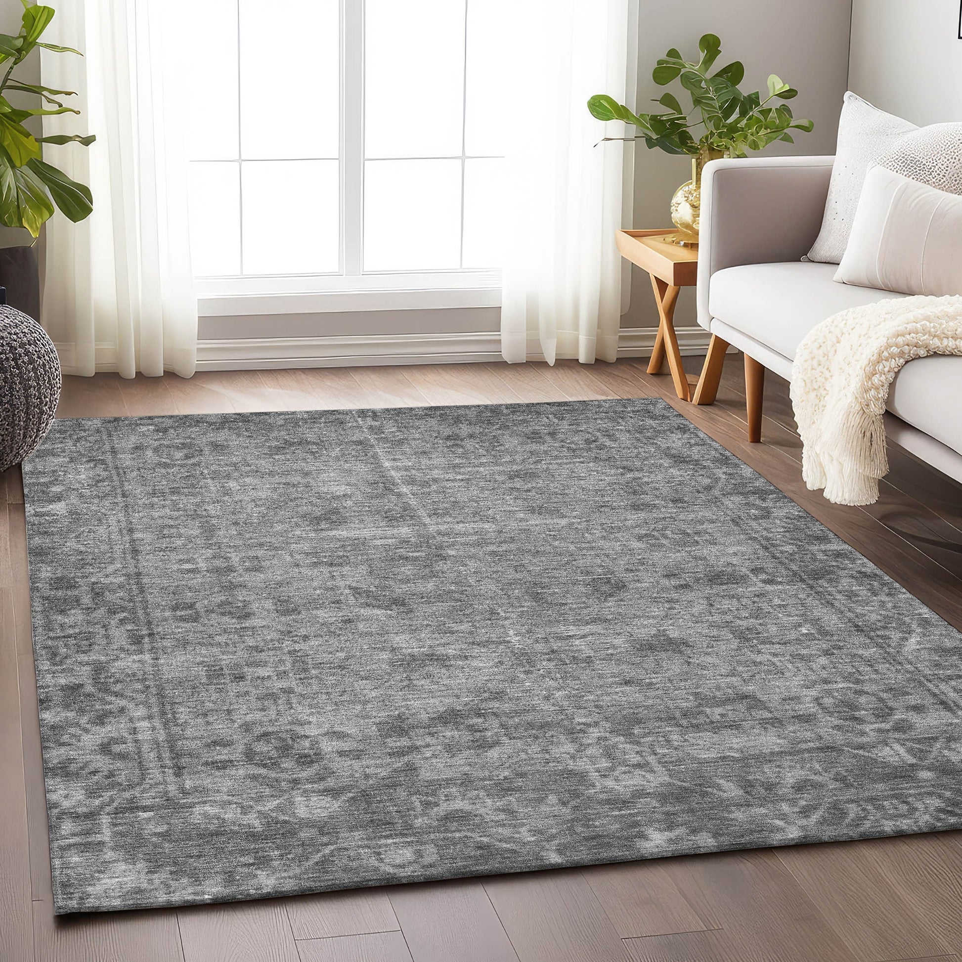 Addison Rugs Chantille ACN1228GY 10 x 14 (ft) Polyester Gray Rectangular Indoor/Outdoor Geometric Machine washable Pet Friendly Area rug