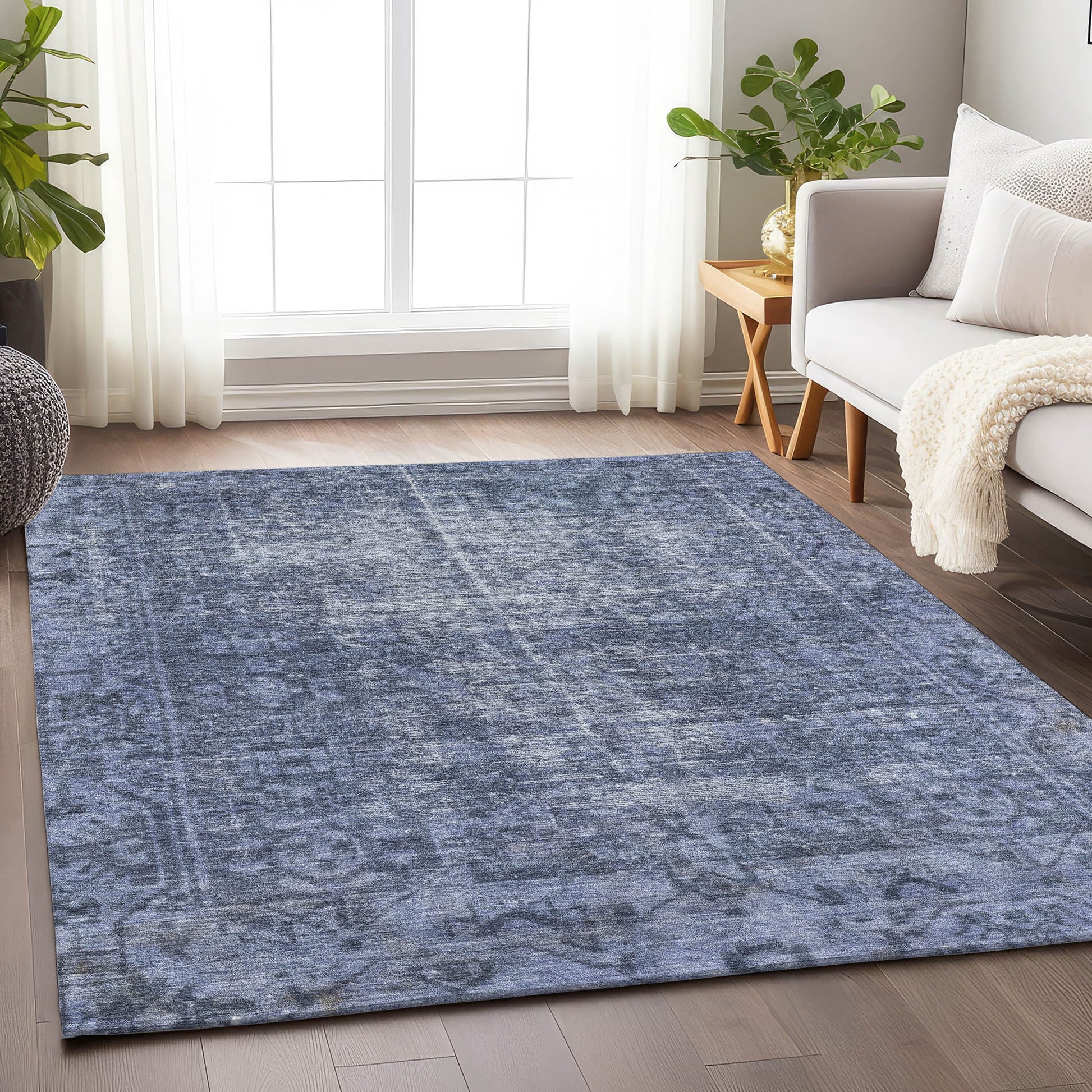 Addison Rugs Chantille ACN1228NA 10 x 14 (ft) Polyester Navy Rectangular Indoor/Outdoor Geometric Machine washable Pet Friendly Area rug