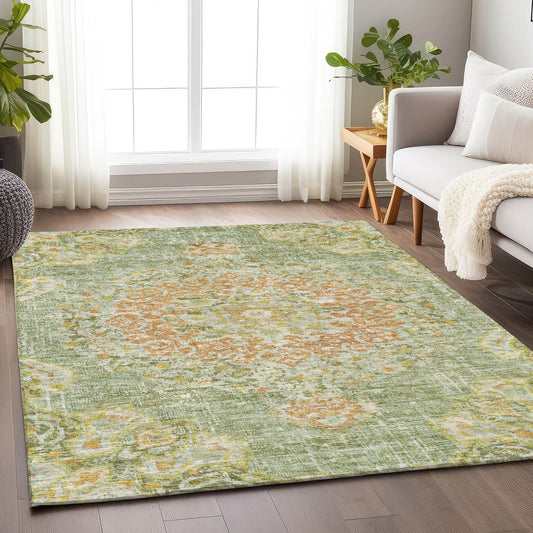 Addison Rugs Chantille ACN1236AL 9 x 12 (ft) Polyester Aloe Rectangular Indoor/Outdoor Geometric Machine washable Pet Friendly Area rug