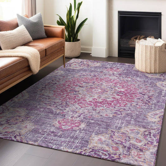 Addison Rugs Chantille ACN1236PP 9 x 12 (ft) Purple Rectangular Indoor/Outdoor Geometric Machine washable Pet Friendly Area rug
