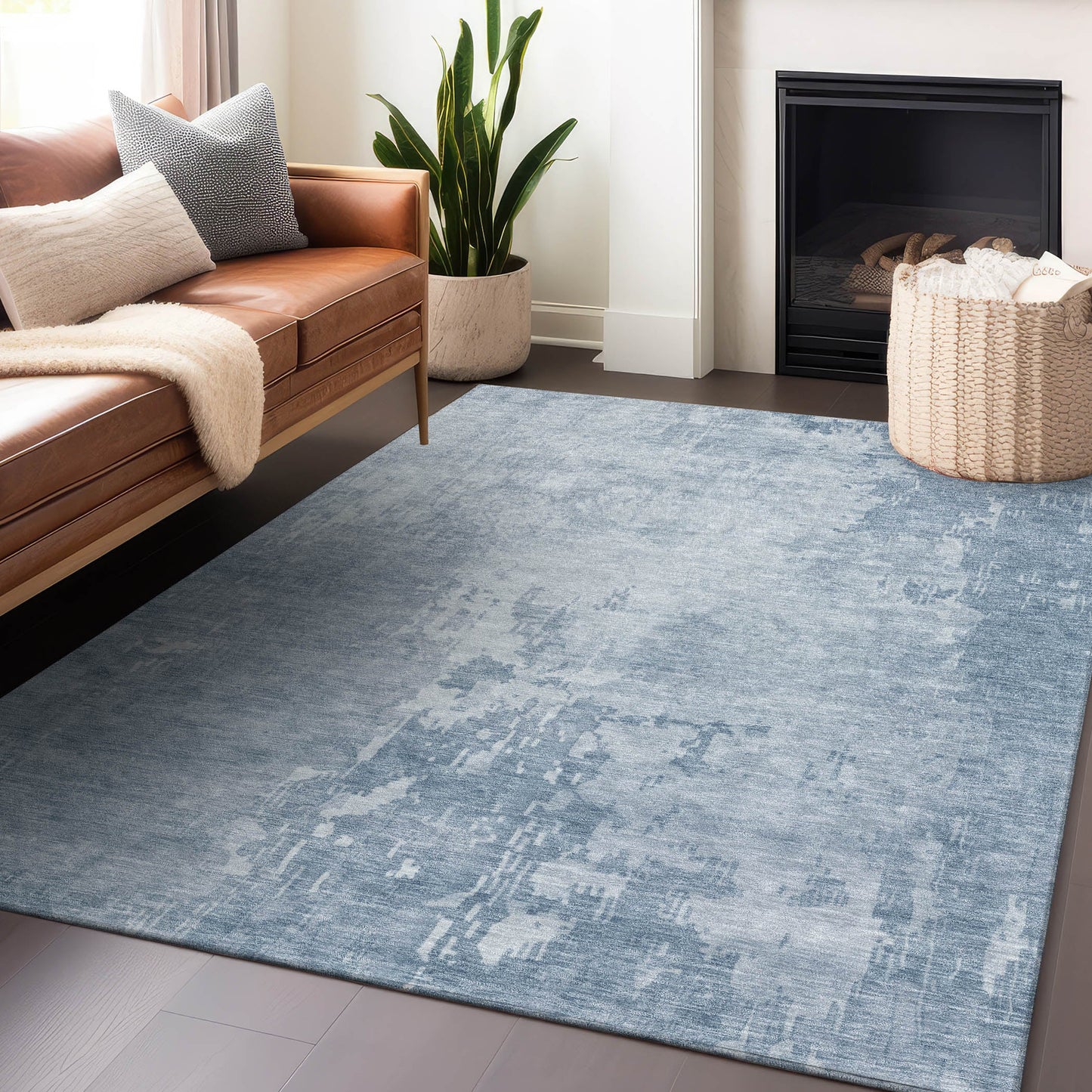 Addison Rugs Chantille ACN1260SK 9 x 12 (ft) Sky Rectangular Indoor/Outdoor Geometric Machine washable Pet Friendly Area rug