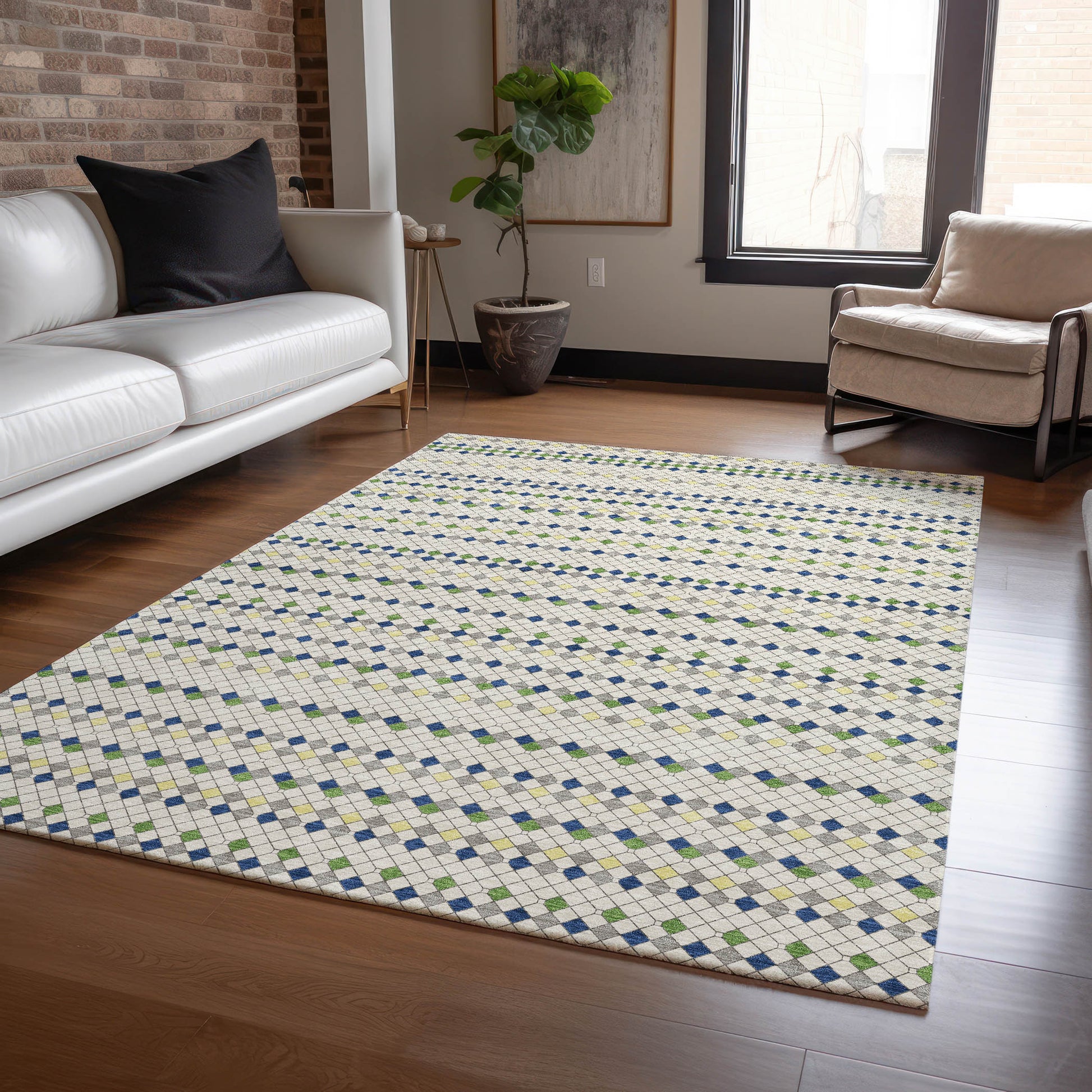 Addison Rugs Chantille ACN1412LN 10 x 14 (ft) Polyester Linen Rectangular Indoor/Outdoor Geometric Machine washable Pet Friendly Area rug