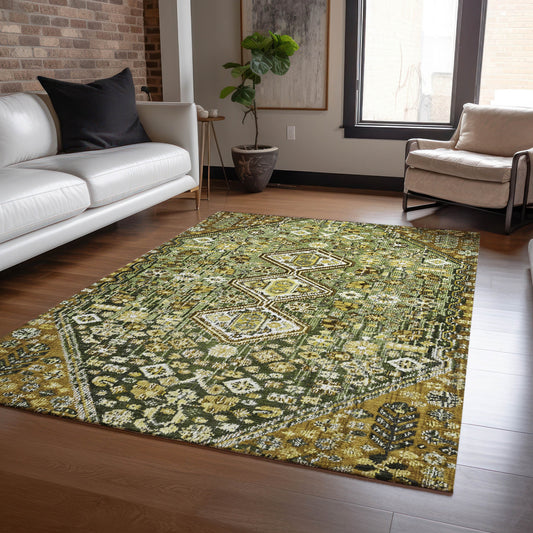 Addison Rugs Chantille ACN1834OL 8 x 10 (ft) Loomed Olive Rectangular Indoor/Outdoor Geometric Machine washable Pet Friendly Area rug