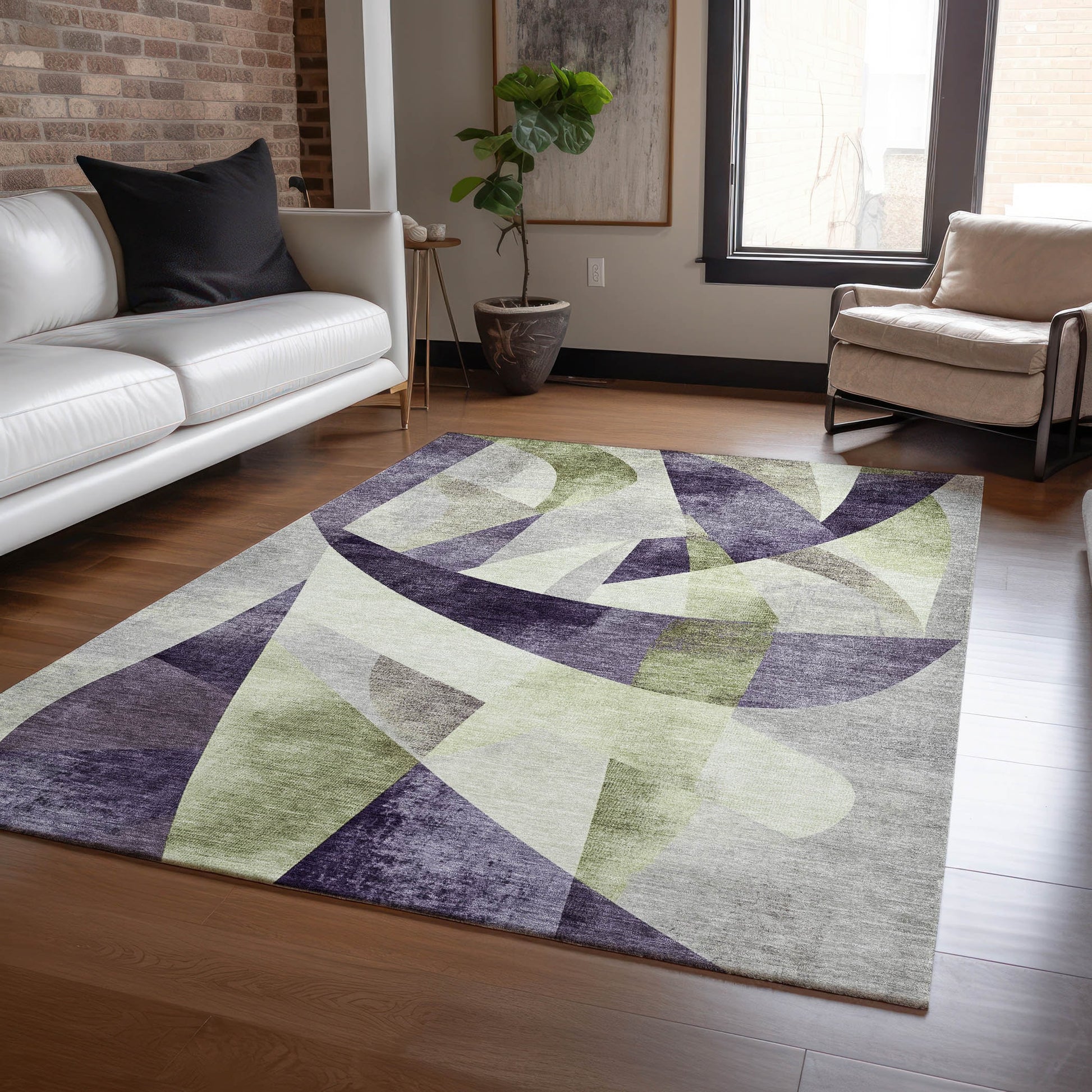 Addison Rugs Chantille ACN1836PP 9 x 12 (ft) Loomed Purple Rectangular Indoor/Outdoor Geometric Machine washable Pet Friendly Area rug