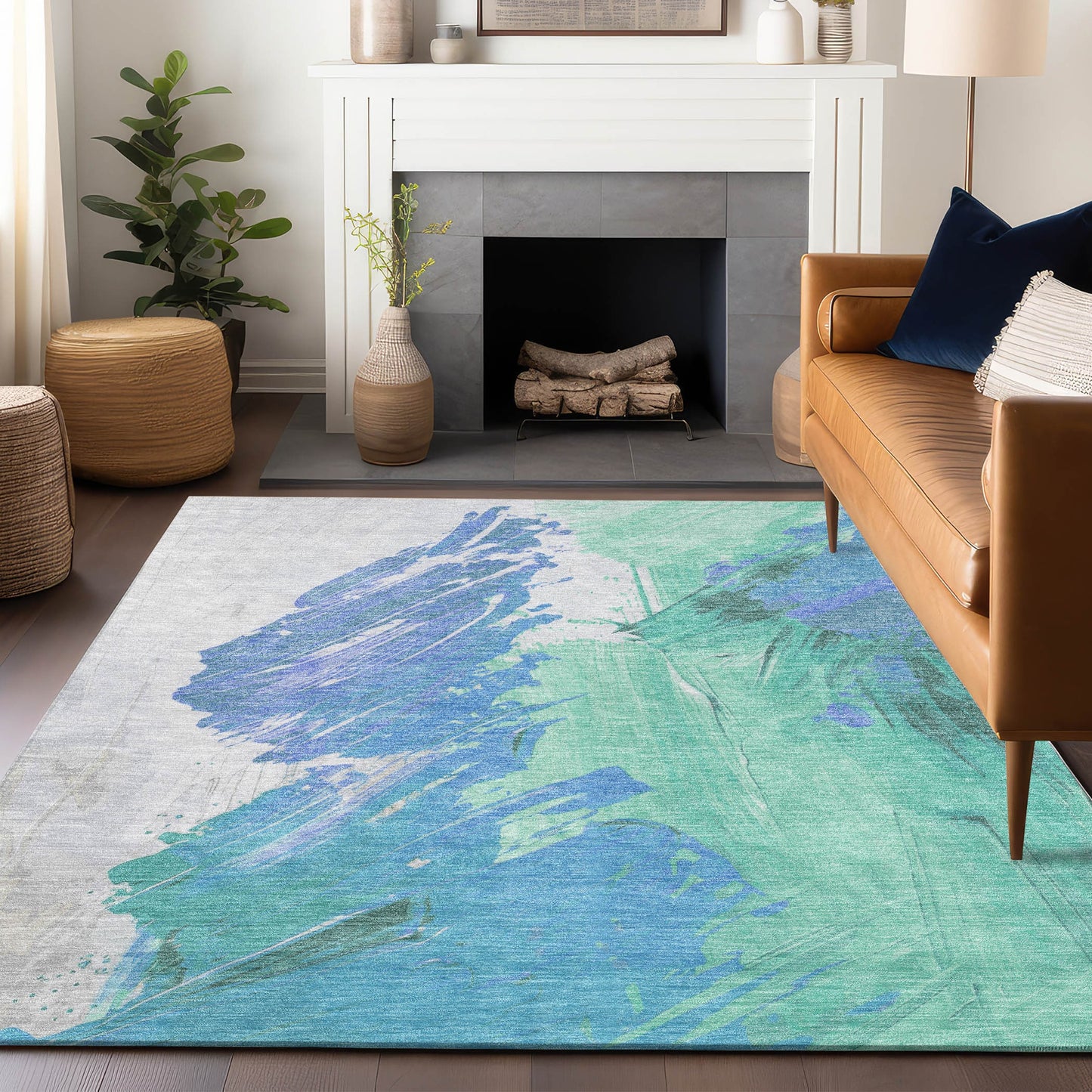 Addison Rugs Chantille ACN1843SF 9 x 12 (ft) Loomed Seafoam Rectangular Indoor/Outdoor Geometric Machine washable Pet Friendly Area rug