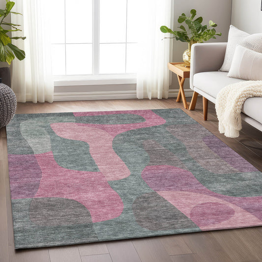 Addison Rugs Chantille ACN1867BL 8 x 10 (ft) Loomed Blush Rectangular Indoor/Outdoor Geometric Machine washable Pet Friendly Area rug