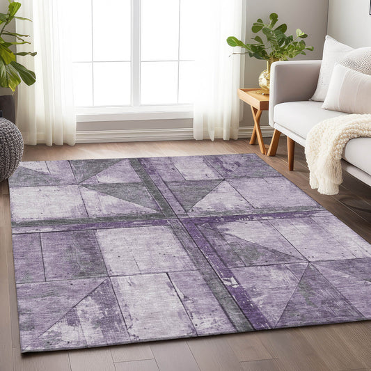 Addison Rugs Chantille ACN1876PP 9 x 12 (ft) Loomed Polyester Purple Rectangular Indoor/Outdoor Geometric Machine washable Pet Friendly Area rug
