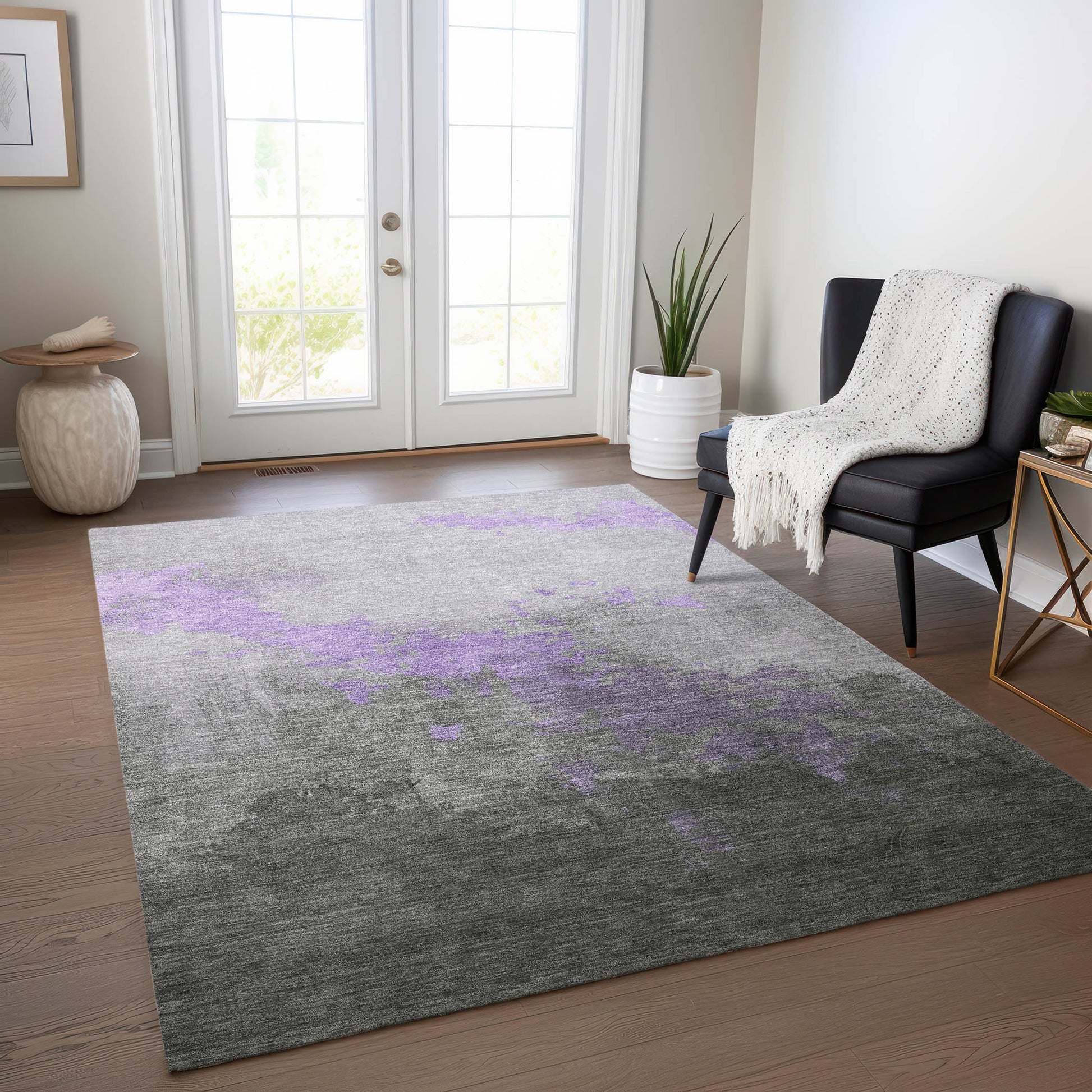 Addison Rugs Chantille ACN1881LV 8 x 10 (ft) Loomed Lavender Rectangular Indoor/Outdoor Geometric Machine washable Pet Friendly Area rug