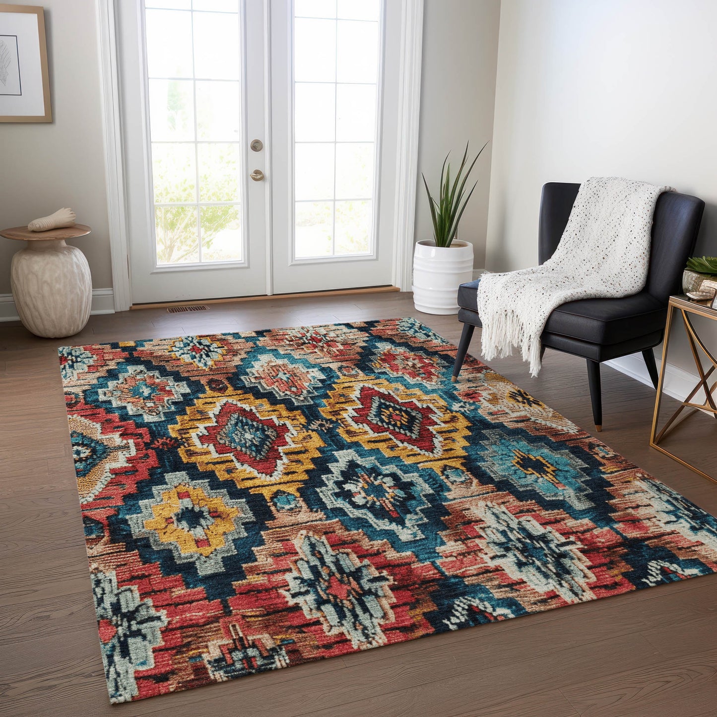 Addison Rugs Chantille ACN1891RU 9 x 12 (ft) Loomed Rust Rectangular Indoor/Outdoor Geometric Machine washable Pet Friendly Area rug