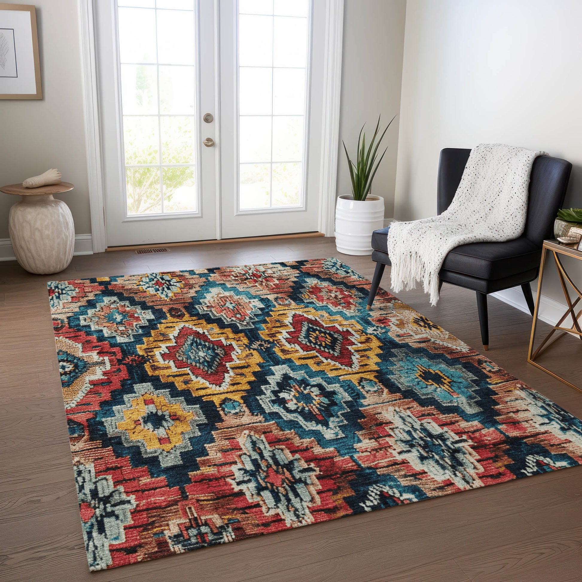 Addison Rugs Chantille ACN1891RU 9 x 12 (ft) Loomed Rust Rectangular Indoor/Outdoor Geometric Machine washable Pet Friendly Area rug