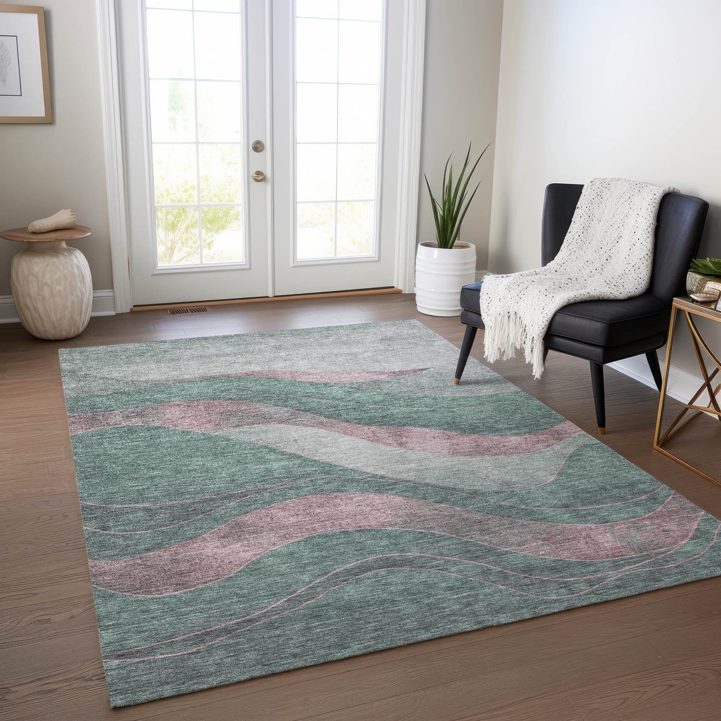 Addison Rugs Chantille ACN1892SA 9 x 12 (ft) Loomed Sage Rectangular Indoor/Outdoor Geometric Machine washable Pet Friendly Area rug