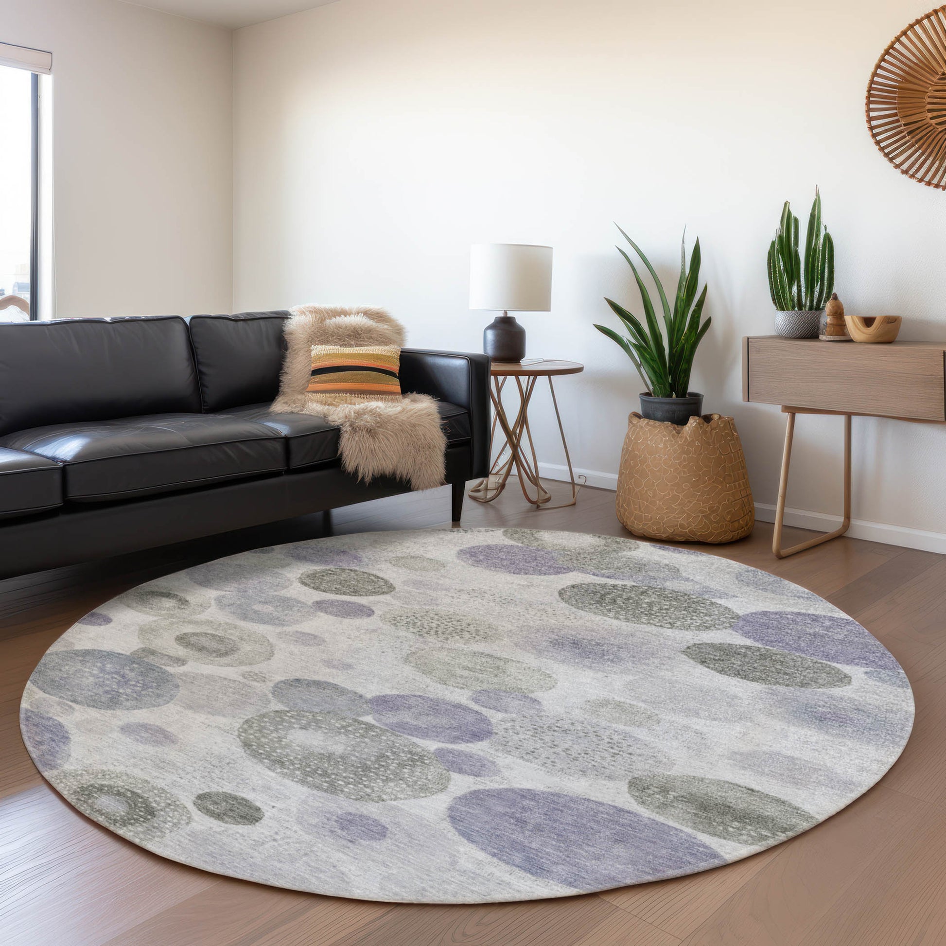 Addison Rugs Chantille ACN1896LV 8 x 8 (ft) Loomed Lavender Round Indoor/Outdoor Geometric Machine washable Pet Friendly Area rug