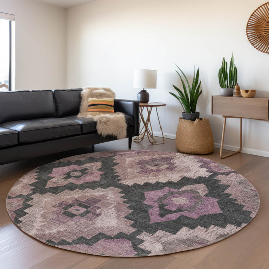 Addison Rugs Chantille ACN1894BL 8 x 8 (ft) Loomed Blush Round Indoor/Outdoor Geometric Machine washable Pet Friendly Area rug