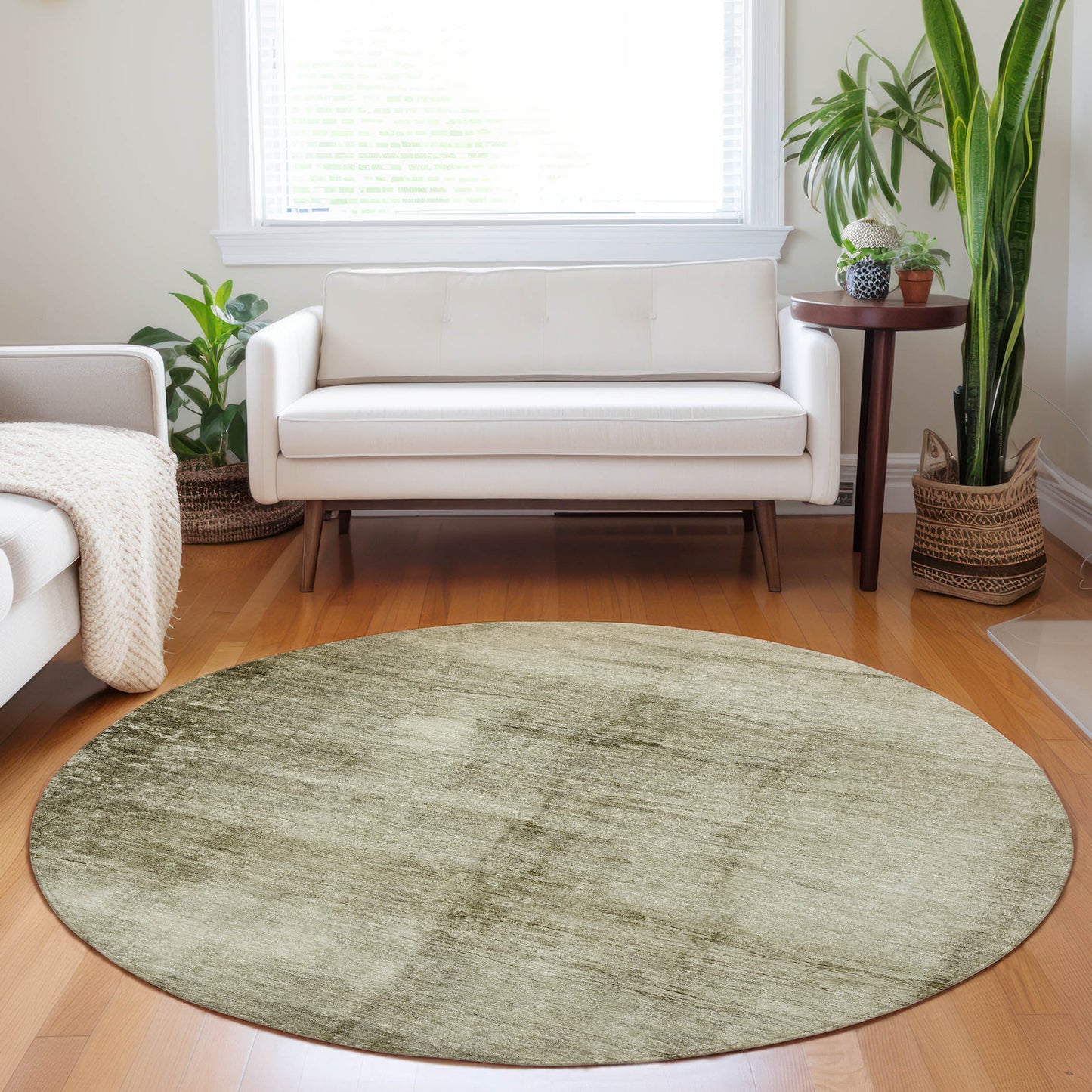 Addison Rugs Chantille ACN1884KH 8 x 8 (ft) Loomed Khaki Round Indoor/Outdoor Geometric Machine washable Pet Friendly Area rug