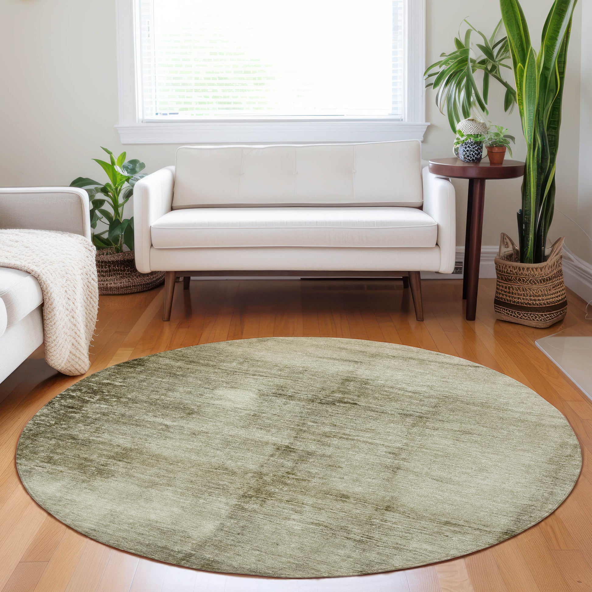 Addison Rugs Chantille ACN1884KH 8 x 8 (ft) Loomed Khaki Round Indoor/Outdoor Geometric Machine washable Pet Friendly Area rug