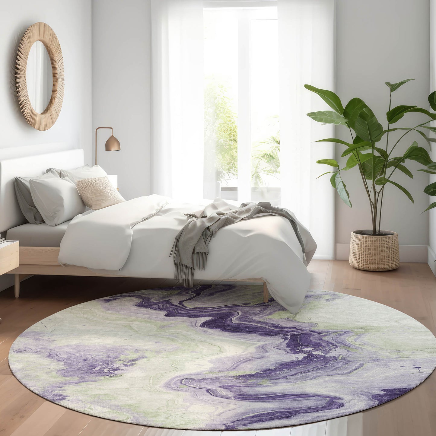 Addison Rugs Chantille ACN1862LV 8 x 8 (ft) Loomed Lavender Round Indoor/Outdoor Geometric Machine washable Pet Friendly Area rug