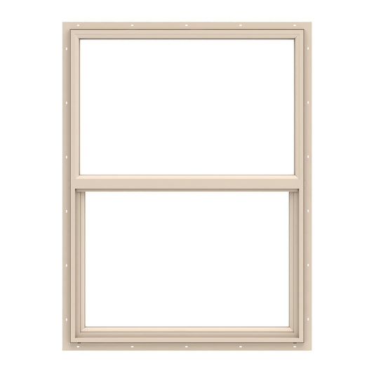 Pella 150 Series West 23-1/2-in x 35-1/2-in Almond Exterior Vinyl New Construction Single Hung Window Low-E argon Double Pane Glass (Half Screen Included)