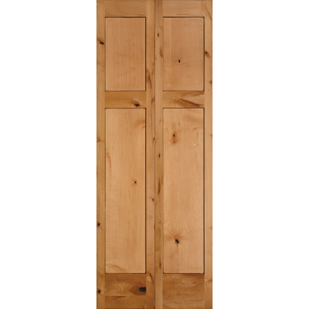 CODEL Doors Knotty Alder 8403 Series Bifold 36-in x 80-in Alder/Unfinished 2-panel Smooth Solid core Unfinished Knotty alder Wood Closet Bifold Door ( Hardware Included )