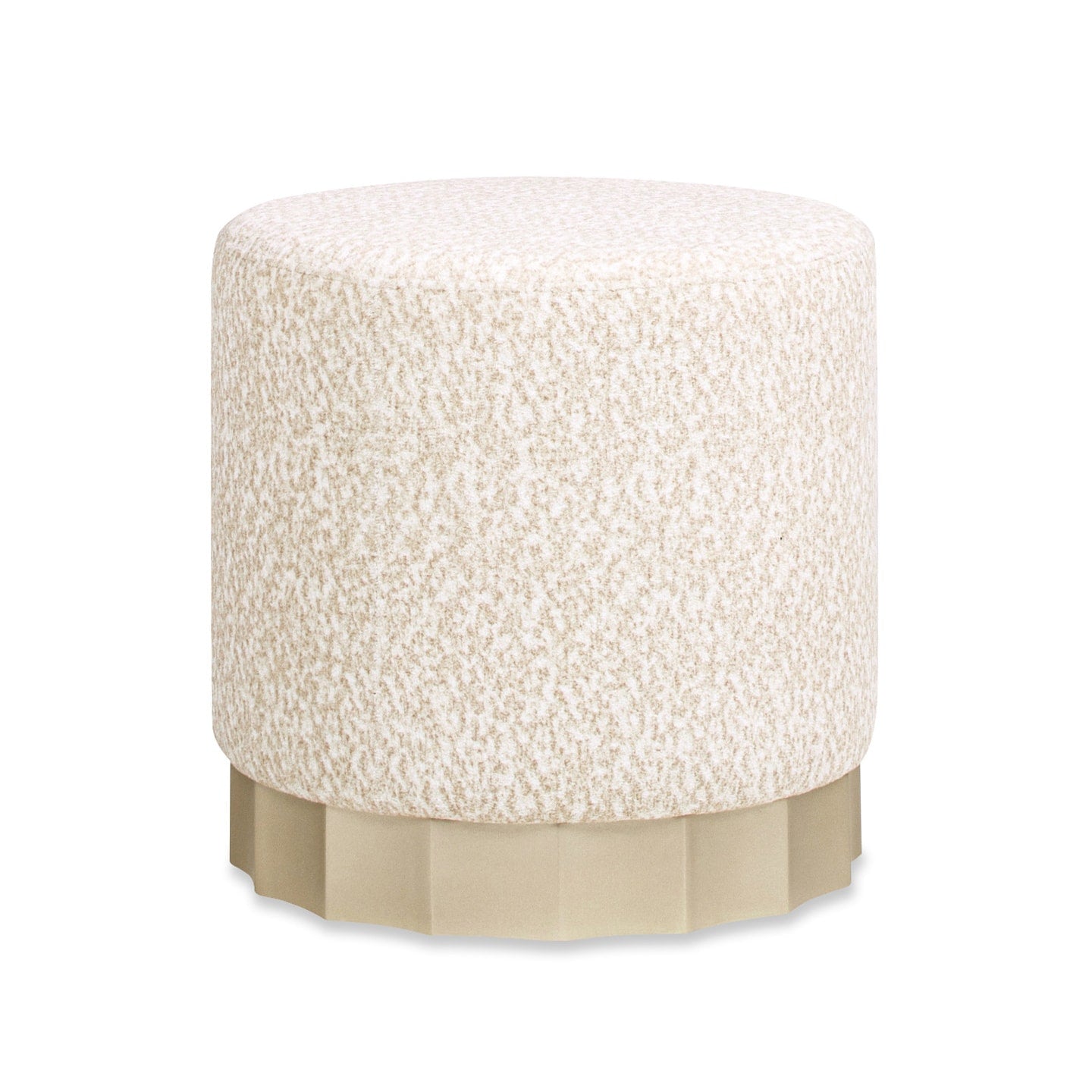 Jennifer Taylor Home Hampton Modern Speckled Egg Beige White Chenille Round Ottoman