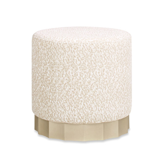 Jennifer Taylor Home Hampton Modern Speckled Egg Beige White Chenille Round Ottoman