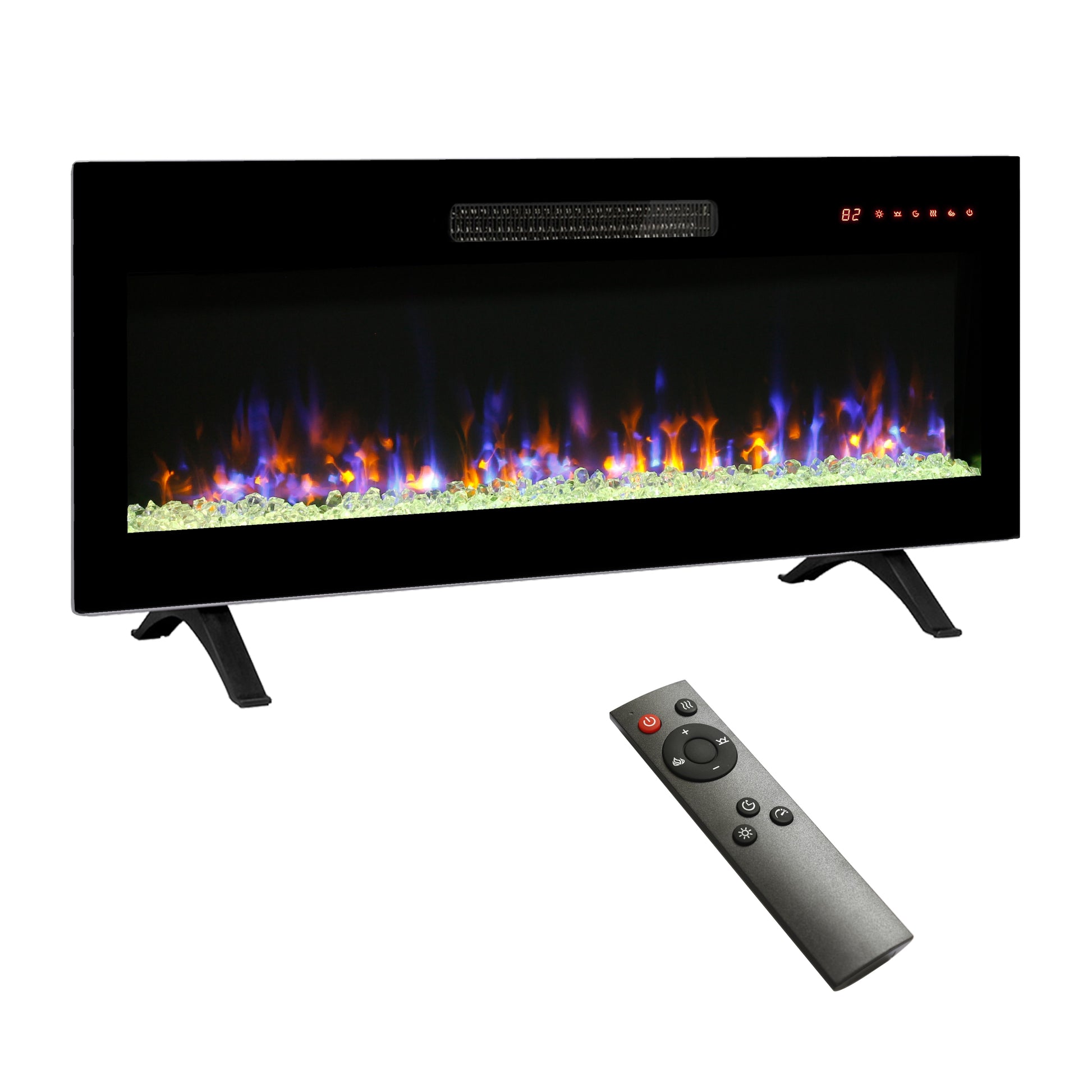 EdenDirect 42-in W Black Wall mount LED Flat wall Electric Fireplace with Remote Control Included
