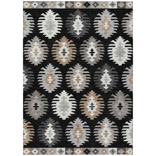 Addison Rugs Chantille ACN983BK 9 x 12 (ft) Loomed Polyester Black Rectangular Indoor/Outdoor Machine washable Pet Friendly Area rug