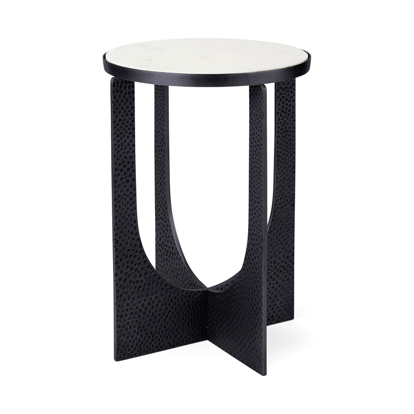 Mercana 16.5-in W x 23-in H Black Granite/Marble Round Farmhouse End Table