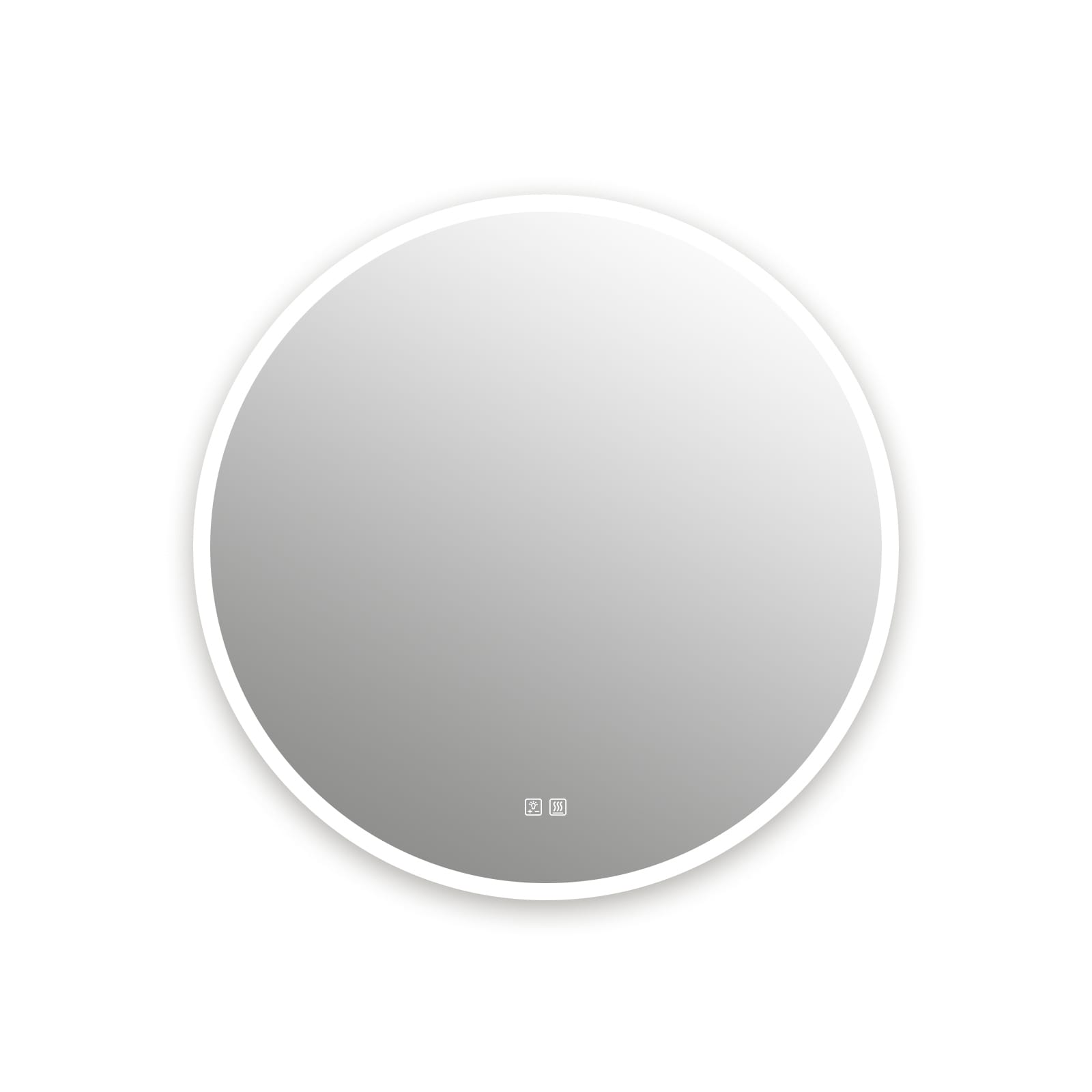 FurniFusion 28-in x 28-in Polished Frameless Round Dimmable LED Lighted Fog Free Bathroom Vanity Mirror ( Silver )