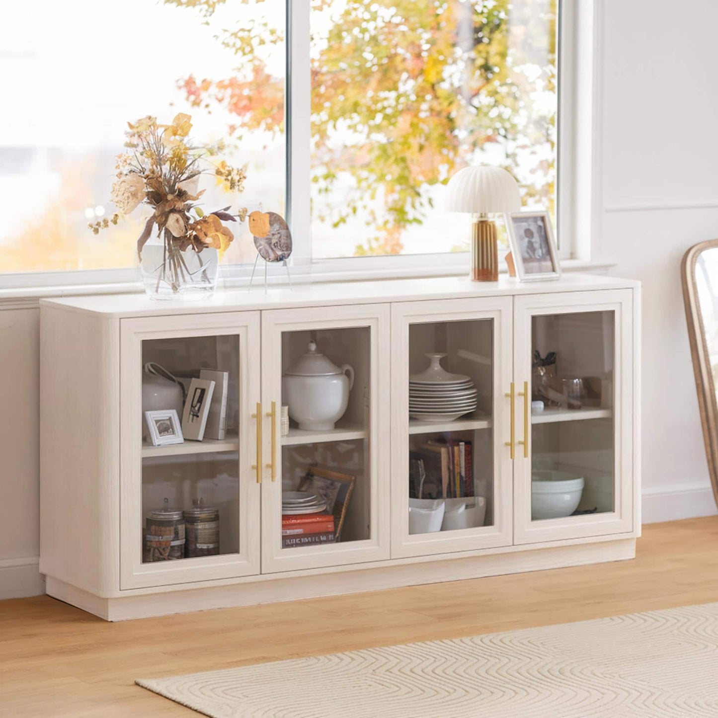 LTMATE Contemporary/Modern White Rubberwood Kitchen hutch