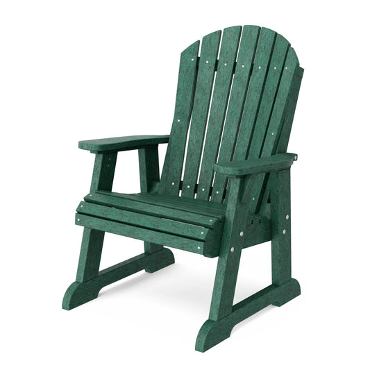 Wildridge Heritage High Fan Back Turf Green HDPE Frame Stationary Adirondack Chair with Slat Seat