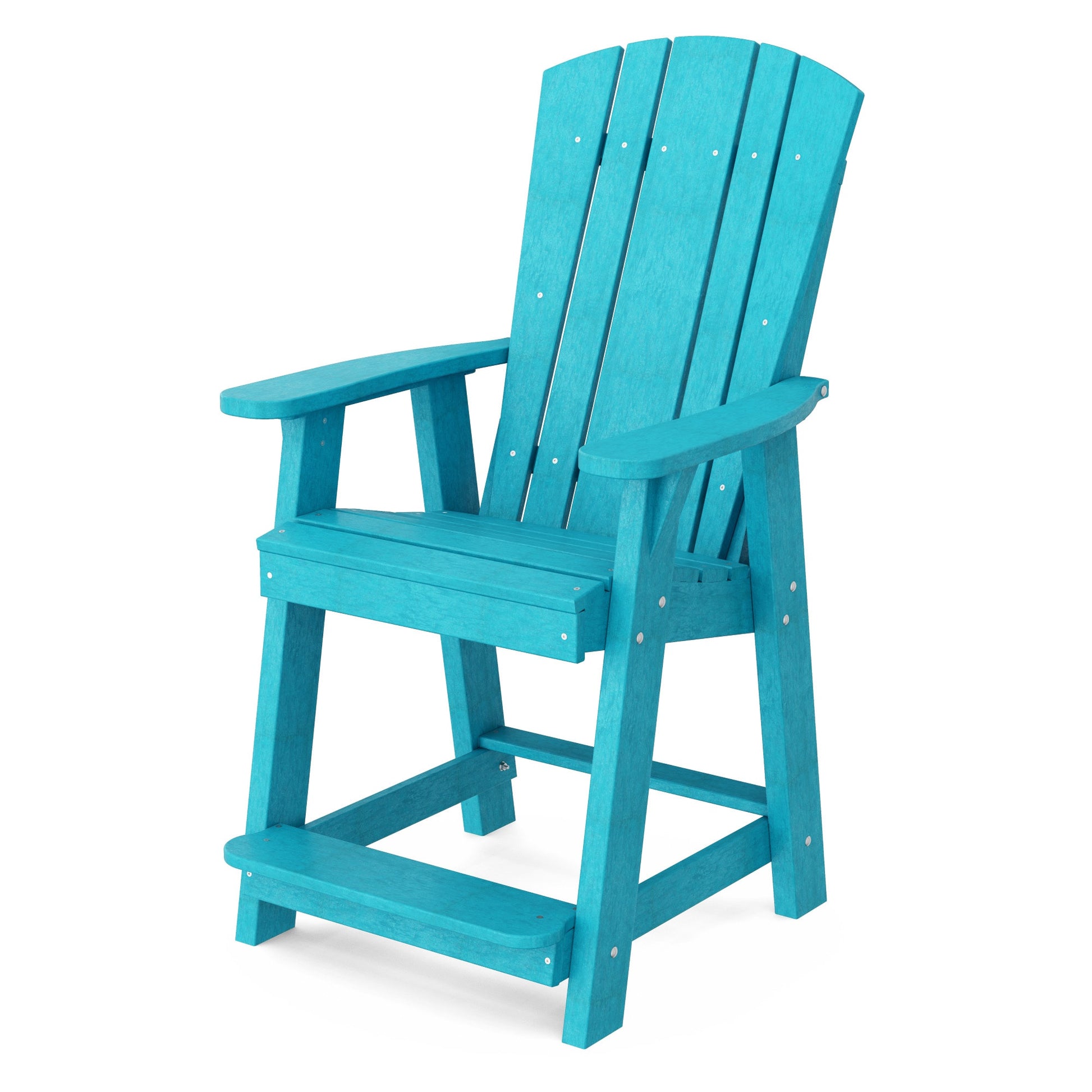 Wildridge Heritage Balcony Aruba Blue HDPE Frame Stationary Counter-height Chair with Slat Seat