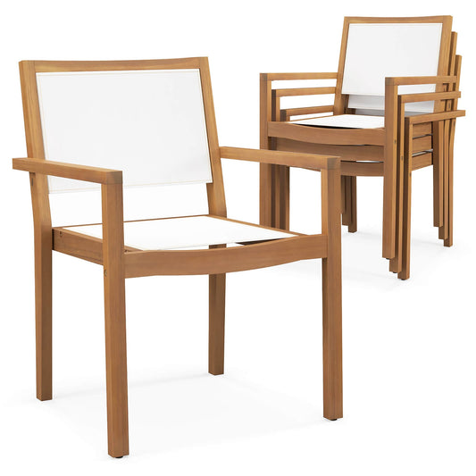Costway Costway Stackable Dining Chair Set of 4 with Wear resistant Fabric and Breathable Backrest