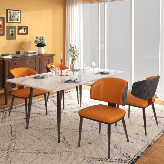 BuotiqHom Set of 4 Contemporary/Modern Faux leather Upholstered Dining side chair ( Metal Frame )