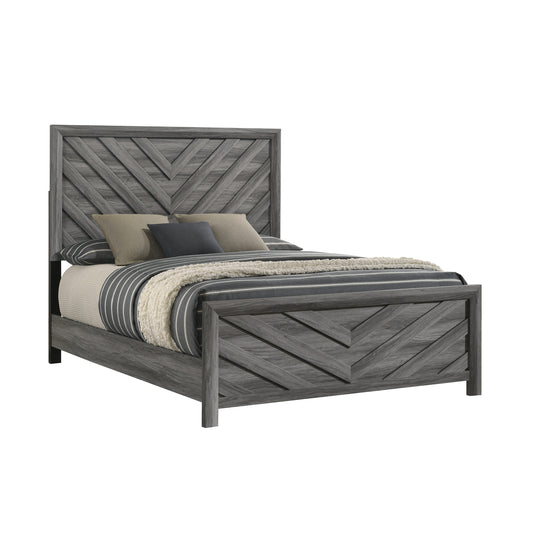 Galaxy Twin Gray Wood Panel Bed with Headboard