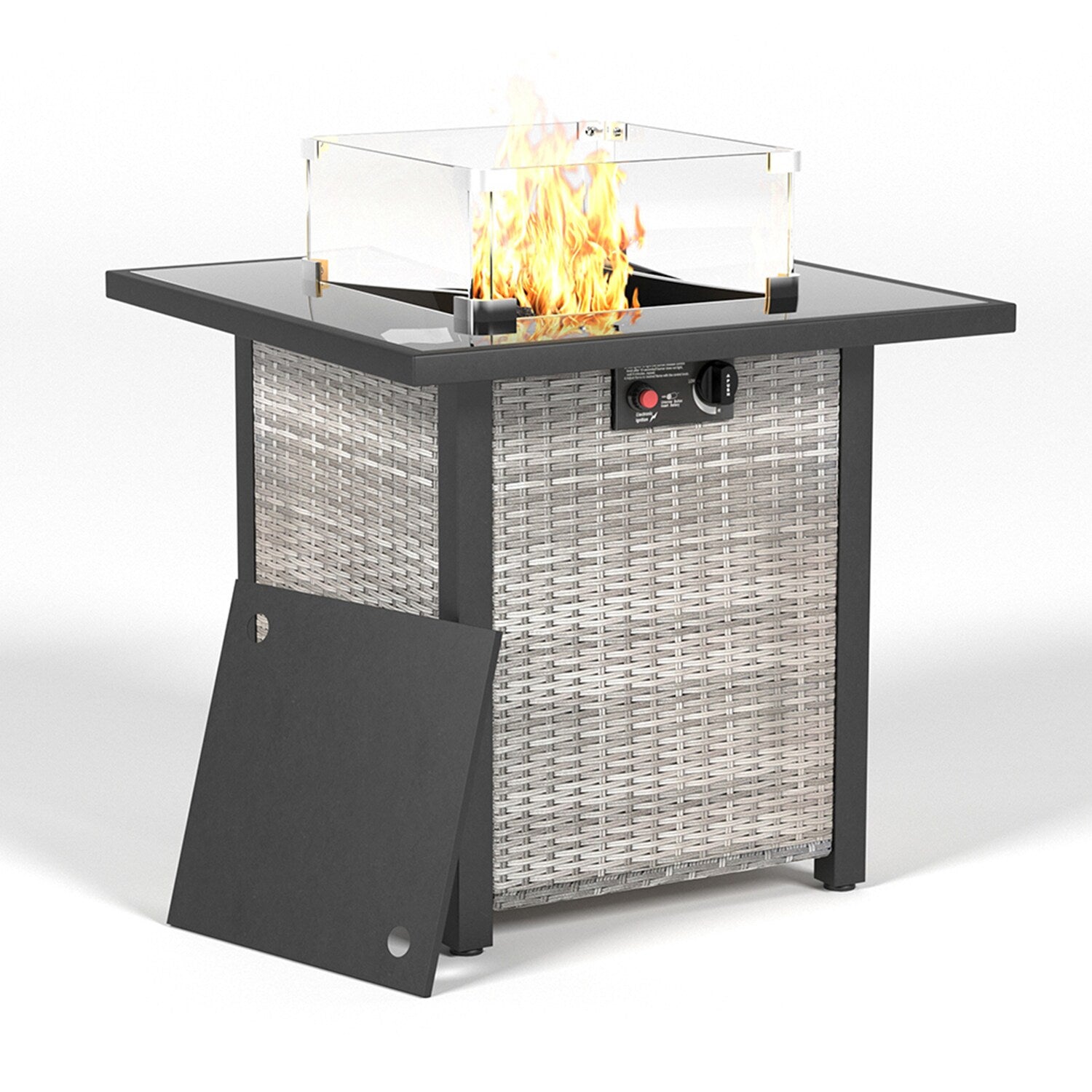Mondawe 27.6-in W 50000 Maximum BTUs Stainless steel Square Portable Liquid propane Fire pit table