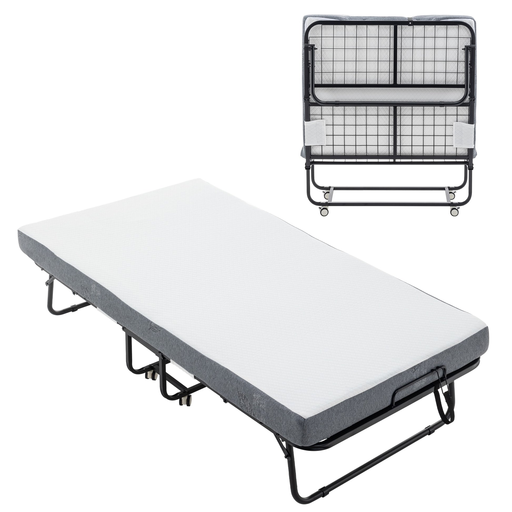 Flynama Twin Black Metal Folding Bed
