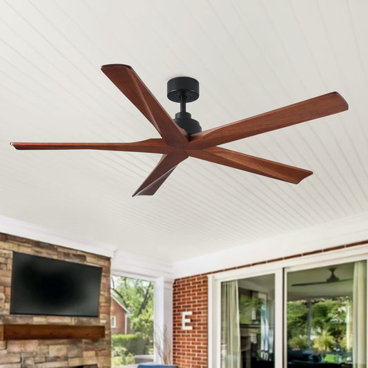 BABOOM 60-in Black with Plywood Blades Ceiling Fan Without Light and Remote Included 5 -Blade