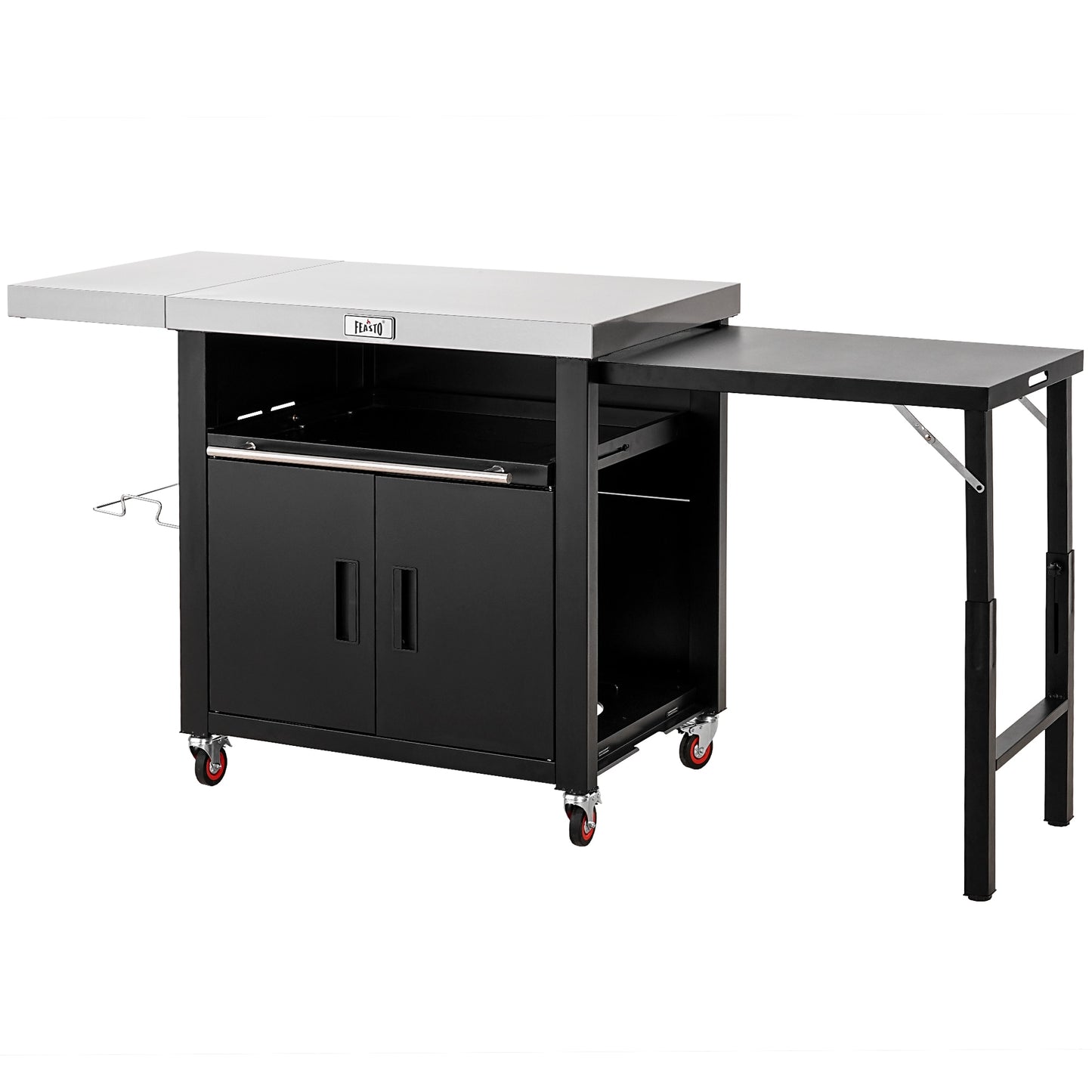 Feasto Outdoor Kitchen Black Steel Folding Grill cart